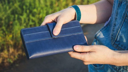 fermeture bouton portefeuille feminin